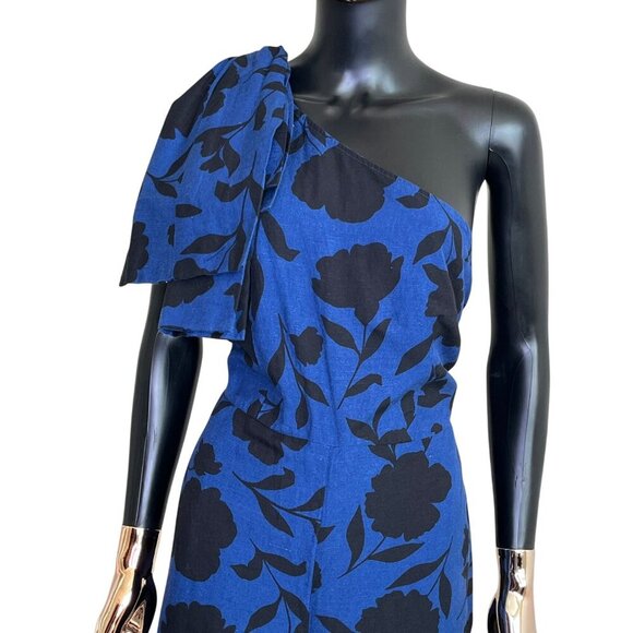Kate Spade New York x Target Blue Floral One-Shoulder Linen Jumpsuit NWT Size 10 - Picture 4 of 13